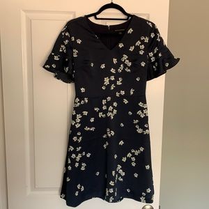 Navy short sleeve printed dress
